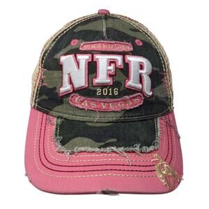 NFR Wrangler Las Vegas 2016 Trucker Hat Multicolor One Size Mesh Back Distressed
